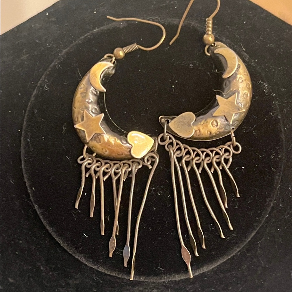 Bronze colored Crescent Moon Earrings
